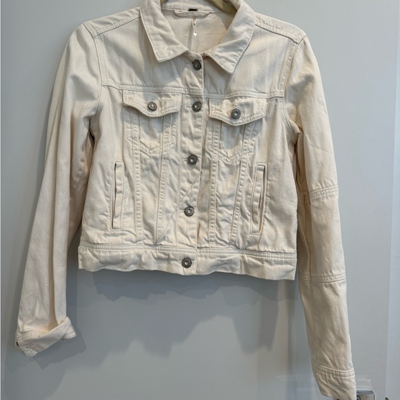 Free People Women's Cream Denim Jacket - Picture 2 of 7